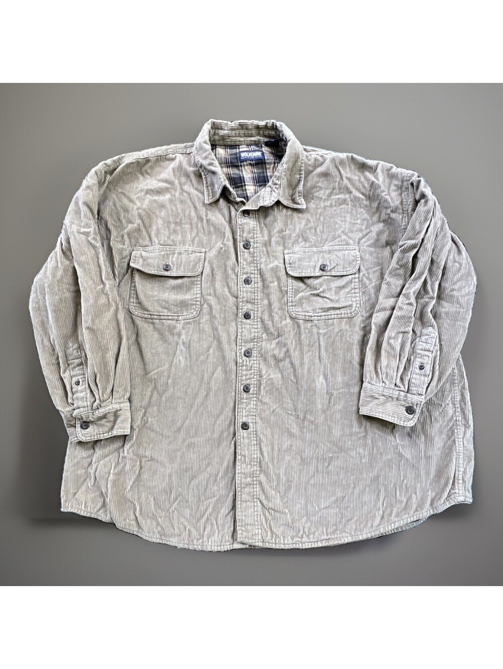 Wolverine Mens Corduroy Shacket Shirt Jacket Plaid Flannel Lined Tan 3X Workwear